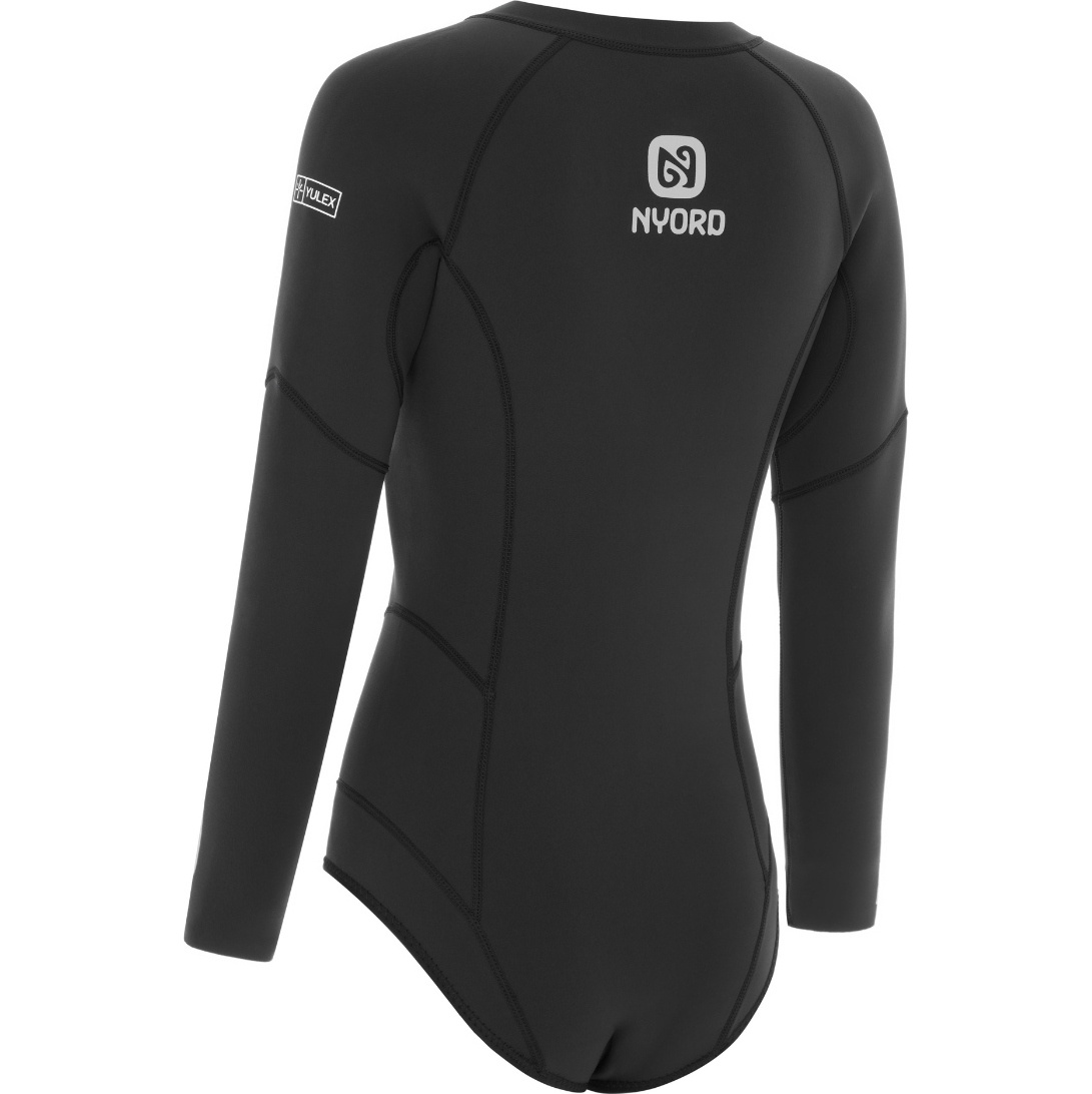 2025 Nyord Womens Solu Yulex 2/2mm Long Sleeve Front Zip Spring Shorty Wetsuit SOLWHL22001-BLK - Black